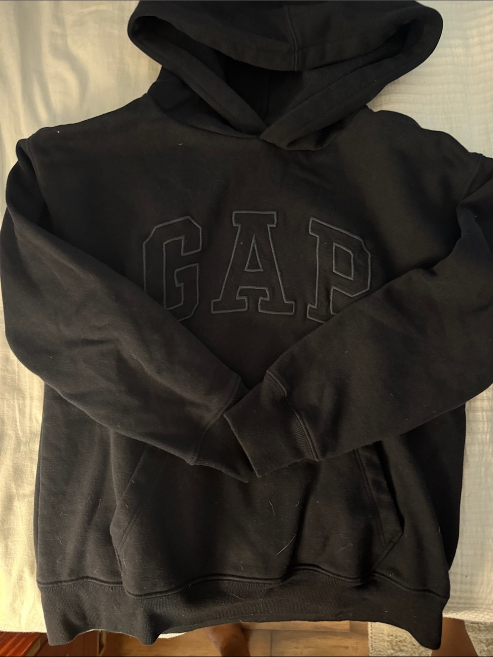 GAP Boys Black Pullover Hoodie with Embossed Logo